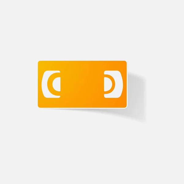 ステッカー用紙製品写実的な要素の設計図カセット ビデオデッキ — ストックベクタ