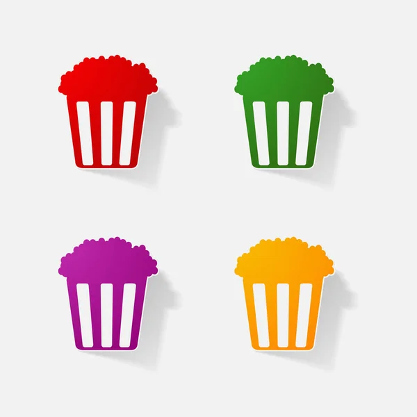 Sticker papier producten realistische element ontwerp illustratie popcorn — Stockvector