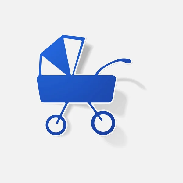 Pram - adesivo de carrinho de bebê —  Vetores de Stock