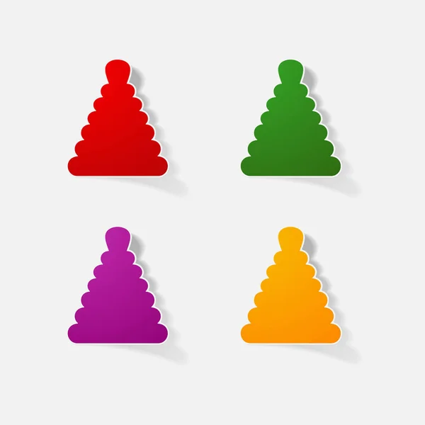 Sticker papier produits réaliste élément conception illustration jouet pyramide — Image vectorielle