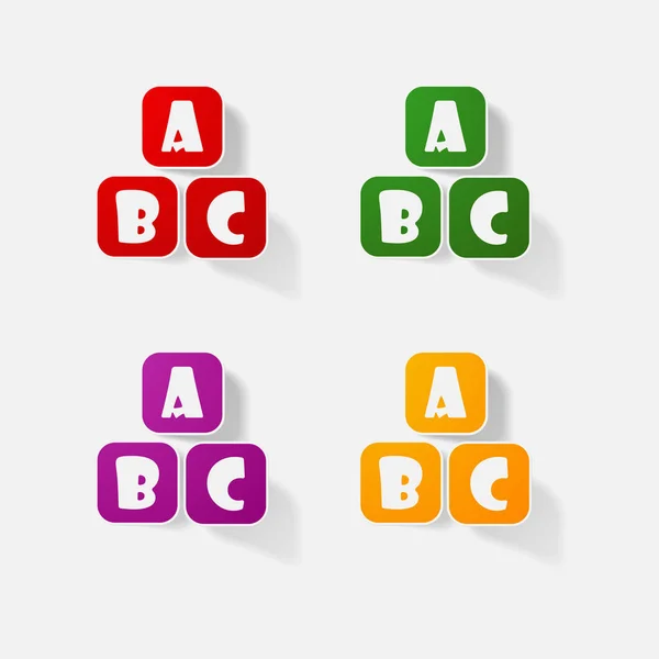 Productos de papel adhesivo elementos realistas letras de diseño a b c — Vector de stock