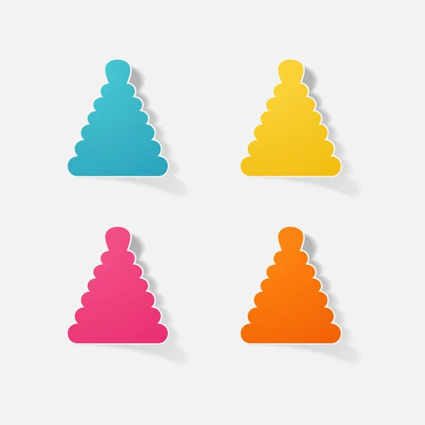 Sticker papier produits réaliste élément conception illustration jouet pyramide — Image vectorielle