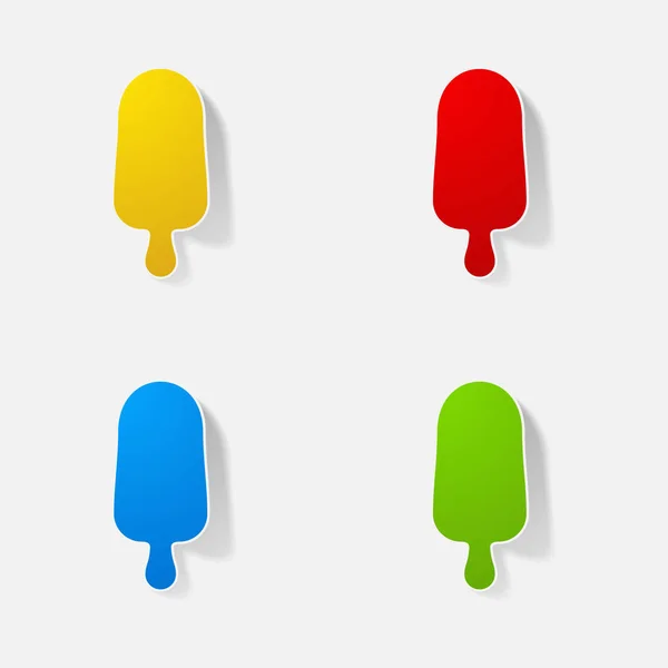 Sticker papier producten realistische element ontwerp illustratie ijs — Stockvector