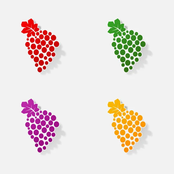 Sticker papier produits réaliste élément conception illustration raisins — Image vectorielle