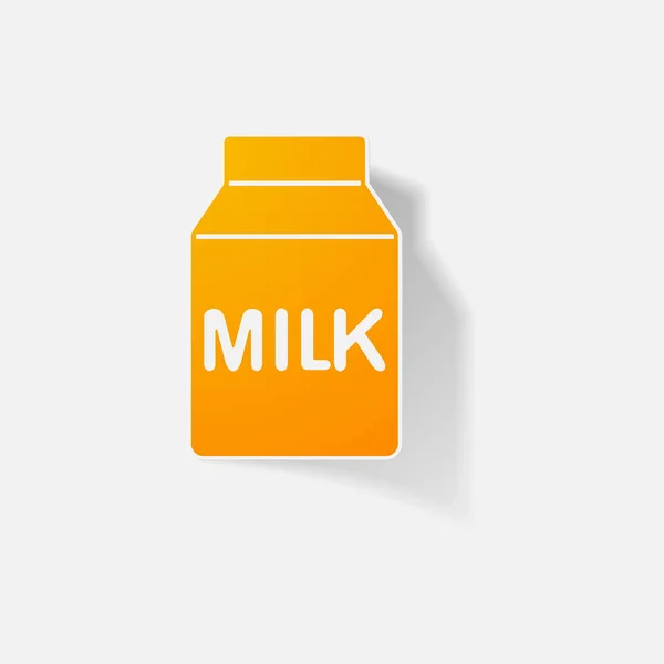 Productos de papel adhesivo elemento realista diseño ilustración paquete de leche — Vector de stock