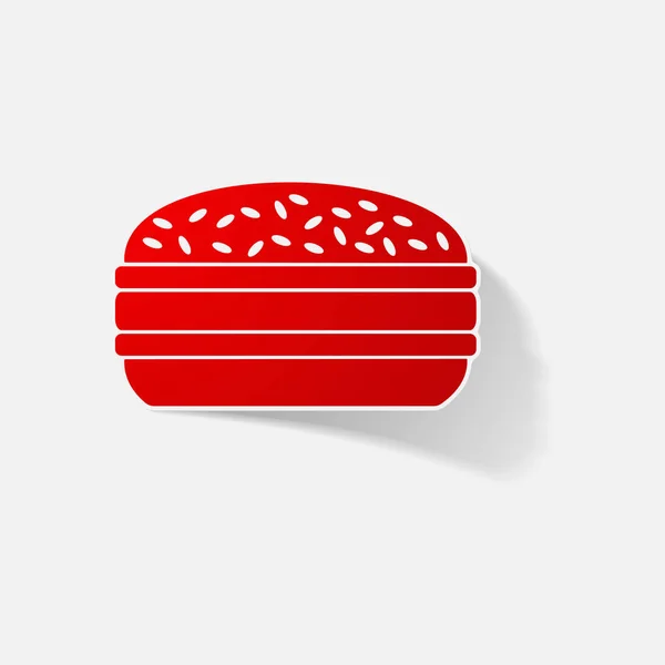 Sticker papier produits réaliste élément conception illustration hamburger — Image vectorielle