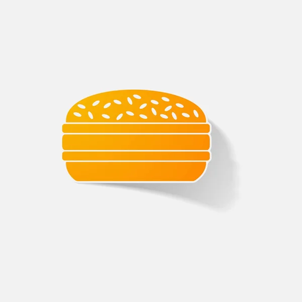 Sticker papier produits réaliste élément conception illustration hamburger — Image vectorielle