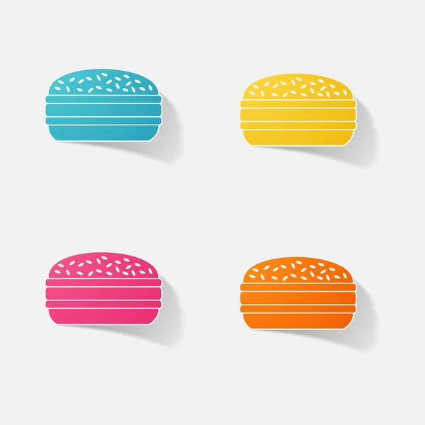 Sticker paper products realistic element design illustration burger — Stock Vector