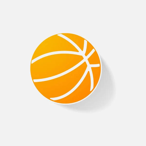 Sticker paper products realistic element design illustration basketball — Stock Vector