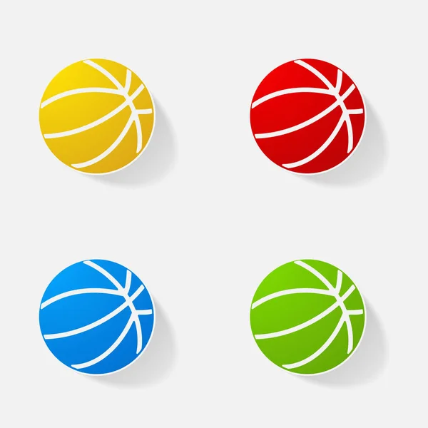 Aufkleber Papier Produkte realistisches Element Design Illustration Basketball — Stockvektor