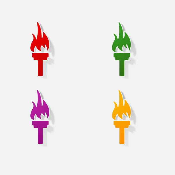 Sticker papier produits réaliste élément conception illustration flambeau olympique — Image vectorielle