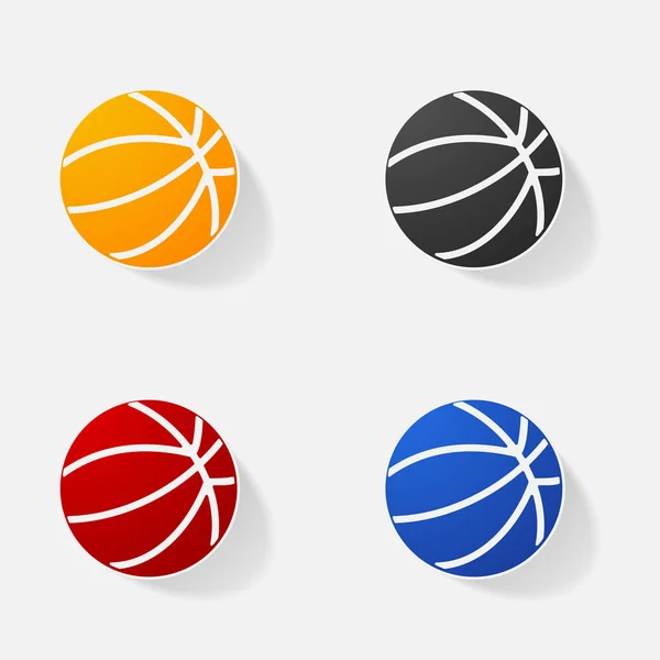 Sticker paper products realistic element design illustration basketball — Stock Vector