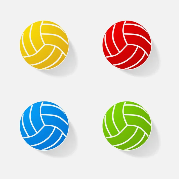 Sticker paper products realistic element design illustration volleyball — Stock Vector