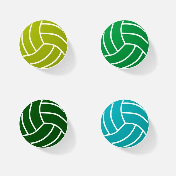 Sticker paper products realistic element design illustration volleyball — Stock Vector