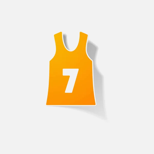 Sticker papier produits réaliste élément conception illustration basket-ball chemise — Image vectorielle