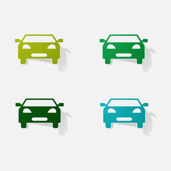 Autocollant produits en papier élément réaliste conception illustration voiture — Image vectorielle