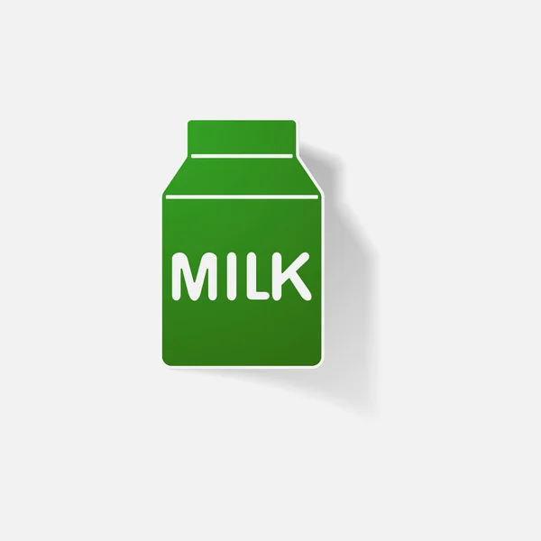 Productos de papel adhesivo elemento realista diseño ilustración paquete de leche — Vector de stock