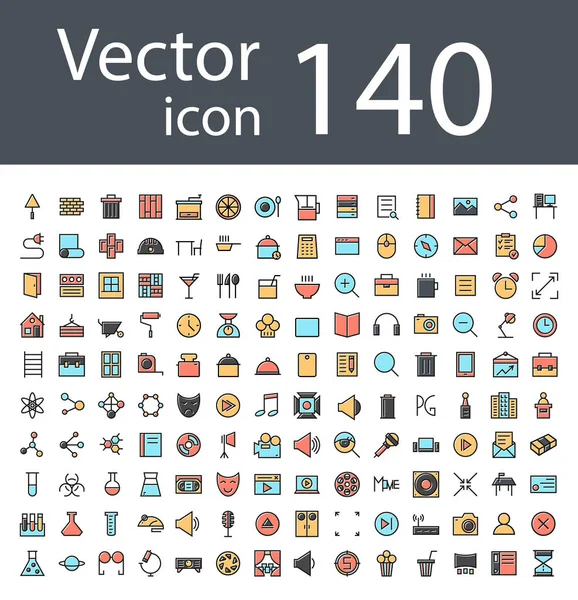 Conjunto máximo de ícones em estilo retro com cor mista, a tendência em 2017, uma excelente solução para SEO, aplicativos móveis, sites, pixel perfeito — Vetor de Stock