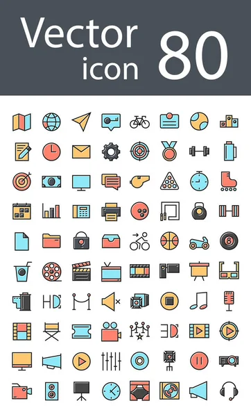 Maximale set van pictogrammen in retro stijl met gemengde kleur, de trend in 2017, een uitstekende oplossing voor Seo, mobiele applicaties, websites, pixel perfect — Stockvector