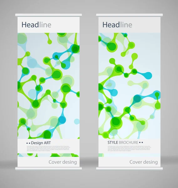 Brochure cover ontwerp. Abstracte roll-up. Moderne poster tijdschrift lay-out sjabloon. Fancy vector voorpagina. . DNA. Mooie structuur van de molecule spiraal. Science-concept — Stockvector