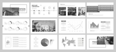 Bu şablon en iyisi olarak pazarlama ve reklam, broşür ve afiş, faaliyet raporu içinde kullanılan bir iş sunumu. Öğeleri bir koyu gri arka plan üzerinde