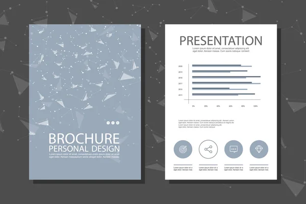 Esta plantilla es la mejor como presentación de negocios, utilizada en marketing y publicidad, volante y banner, el informe anual. Elementos sobre fondo gris oscuro — Vector de stock