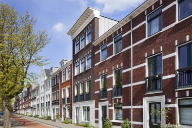 Yeni inşa edilmiş klasik tarzı evleriyle sokak