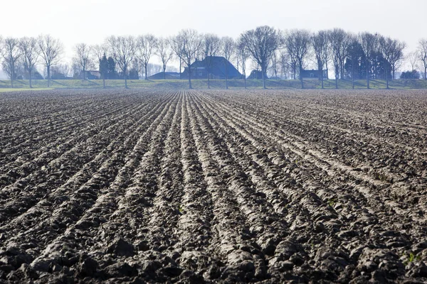 Geploegd veld in Nederland — Stockfoto