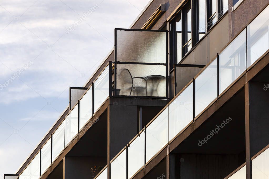 Balconies of a concrete condominium