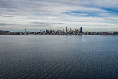 Seattle City Skyline 'da İHA görüntüsü