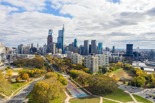 Vista del dron en el horizonte de Filadelfia —  Fotos de Stock