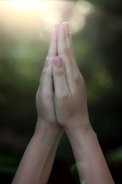 bir elinde dua etmek