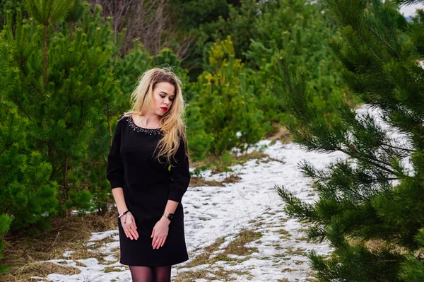 Chica posando en pinos — Foto de Stock