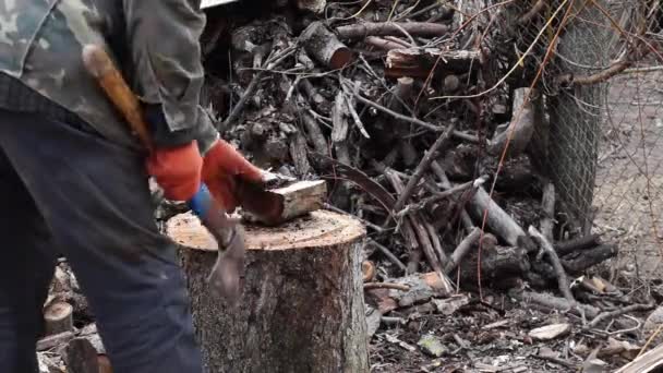 Broušení dřeva na podpal. pozadí. Příroda Dřevěné pozadí — Stock video