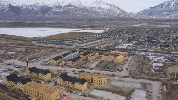 Vista Aérea Del Valle Utah Con Crecimiento Vivienda Para Satisfacer — Vídeos de Stock