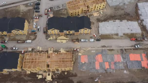 Aerial View New Housing Development Construction Winter 2020 — Stock Video