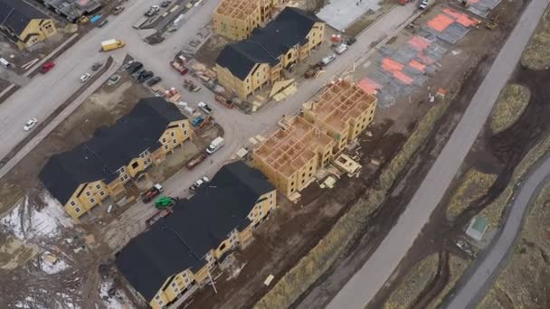 Vista Aérea Desenvolvimento Construção Novos Apartamentos Para Escassez Habitação — Vídeo de Stock