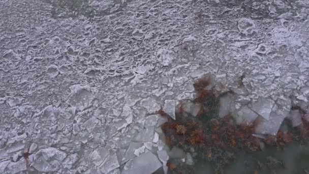 Volando Hacia Capas Hielo Rotas Lago Utah Durante Invierno — Vídeos de Stock