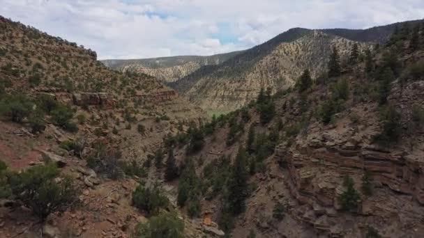 Vista Aérea Volando Sobre Cañón Desierto Utah Nine Mile Canyon — Vídeos de Stock