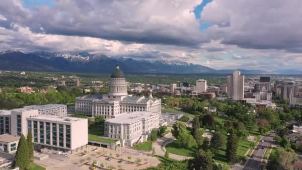 Široký Pohled Salt Lake City Zpoza Budovy Capitol Leteckého Pohledu — Stock video