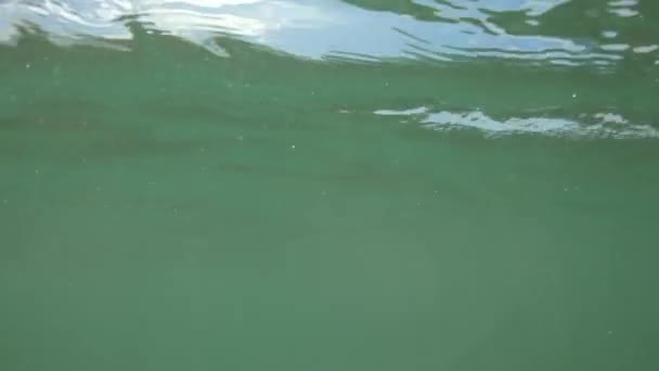 Dalgalar Okyanusta Yuvarlanırken Suyun Üstünde Altında Bak — Stok video