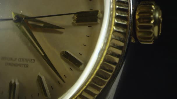 Macro Visage Montre Mouvement Une Seconde Main Delà Heure Minute — Video