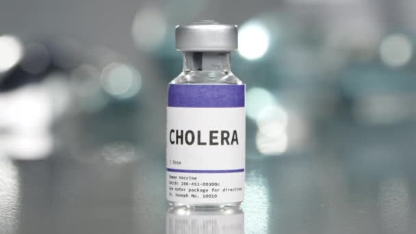 Cholera Impfflasche Mediallabor Dreht Sich Langsam — Stockvideo