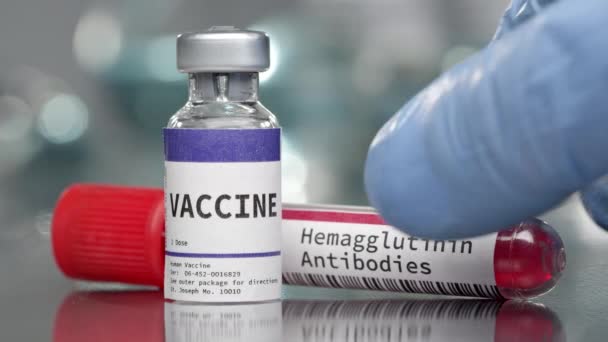 Flacon Anticorps Vaccin Hémagglutinine Dans Laboratoire Médical Mis Ensemble — Video