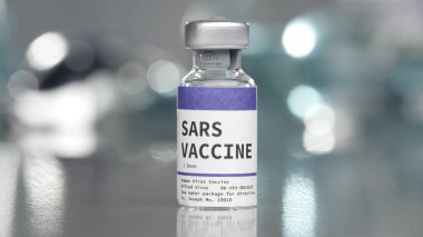 Tıp laboratuarında SARS aşı şişesi