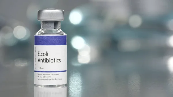 Coli Antibiootteja Sisältävä Injektiopullo Mediaalilaboratoriossa — kuvapankkivalokuva