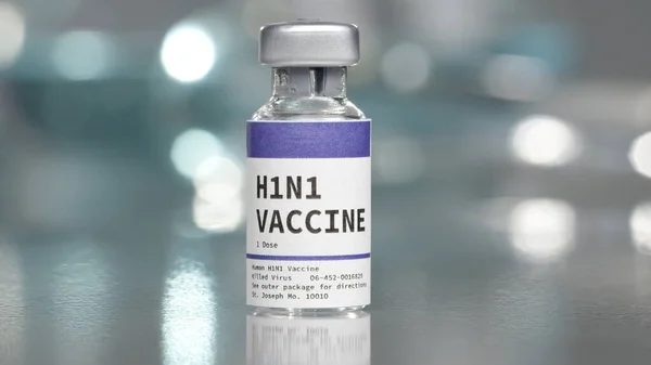 Tıp laboratuarında H1N1 aşı şişesi