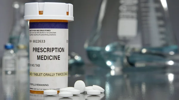 Prescrizione Farmaci Bottiglia Pillole Laboratorio Medico — Foto Stock