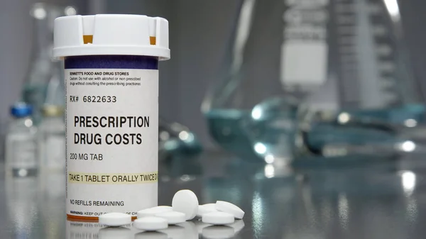 Prescrizione Droga Costi Bottiglia Laboratorio Medico — Foto Stock