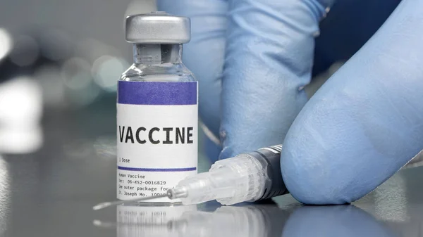 Vaksine Hetteglass Medisinsk Laboratorium Med Sprøyte – stockfoto
